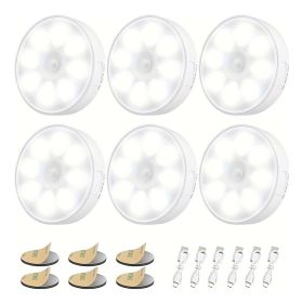 6 Pcs Under Cabinet Lights 16 LEDs Wireless Motion Sensor Light Puck Light, 3 Color Temps Dimmable 3000-6000K, Rechargeable Closet Lights For Cabinet, 6 Pcs Under Cabinet Lights 16 LEDs Wireless Motion Sensor Light Puck Light, 3 Color Temps Dimmable 3000-6000K, Rechargeable Closet Lights For Cabinet,