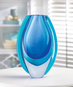 Azure Blue Art Glass Vase Azure Blue Art Glass Vase