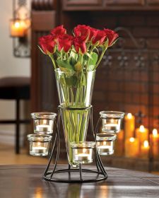Round Candle Holder Centerpiece with Vase - Elegant Table Decor Round Candle Holder Centerpiece with Vase - Elegant Table Decor
