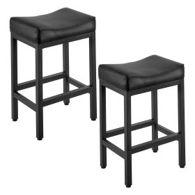 VEVOR Bar Stool Set of 2, PU Leather Counter Height Stools, 25 inch Barstool with Saddle-Seat and Metal Legs, Easy Assembly Backless Bar Chair VEVOR Bar Stool Set of 2, PU Leather Counter Height Stools, 25 inch Barstool with Saddle-Seat and Metal Legs, Easy Assembly Backless Bar Chair